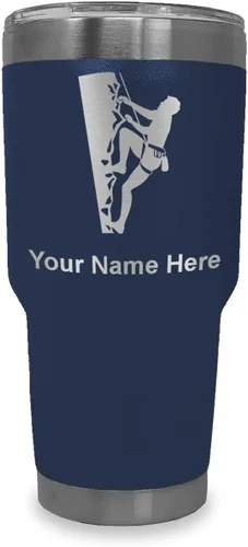 Vista 32 de LaserGram 20oz Vacuum Insulated Tumbler Mug, Rock Climber, Personalized Engraving Included (Coral)