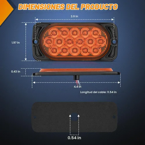 Vista 2 de Nilight juego de 2 luces de señalización de giro LED de 16 luces ámbar, carcasa de aluminio de 4.4 pulgadas, luces indicadoras de señalización