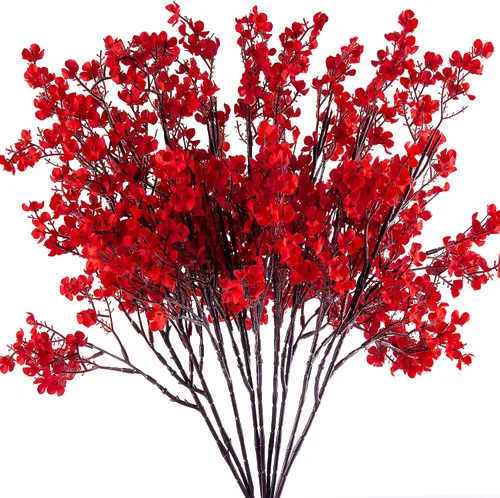 Vista 8 de 5 piezas de flores artificiales de aliento de bebé a granel, flores de tacto real, flores artificiales de seda para decoración del hogar, arreglo