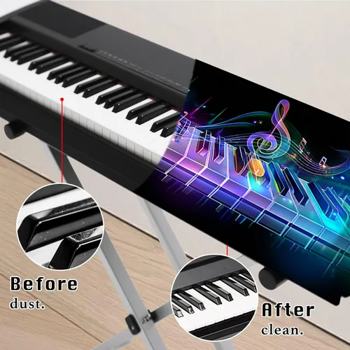Vista 5 de Nuxovilar Funda Piano Teclado Seda Leche VC04236-S Protector elástico para teclado, funda de polvo para instrumentos digitales, espacio de estudio