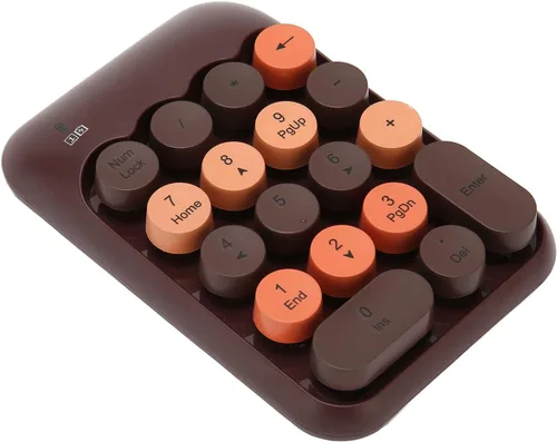 Vista 9 de POCREATION Teclado numérico inalámbrico de 18 teclas de color retro con teclas de acceso directo para calculadora de computadora, receptor USB