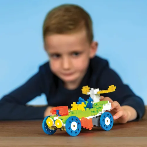 Vista 2 de PLUS PLUS Aprende a construir vehículos, 360 piezas – Mini bloques de hashtag entrelazados, juguete de tallo de rompecabezas 3D para niños Build