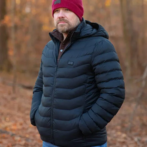 Vista 9 de Chaqueta térmica para mujeres y hombres con batería de 5 V, capa térmica desmontable