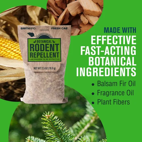 Vista 4 de EarthKind Fresh Cab - Repelente de roedores y cápsula de bolsa – Repelente botánico de roedores y ratones – Hecho con fibras vegetales y aceites