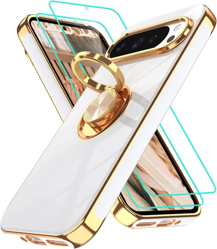 Vista 144 de Funda para Motorola Moto G 5G 2024: Funda Moto G Play 5G 2024 con 2 piezas de protectores de pantalla, soporte de anillo de rotación de 360°