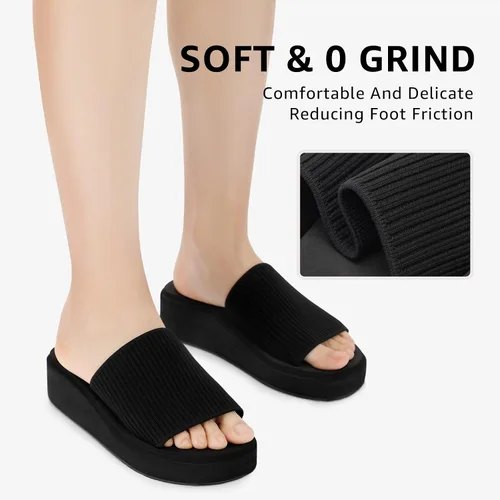 Vista 3 de STQ Sandalias de plataforma para mujer, bonitas sandalias gruesas con espuma viscoelástica cómoda