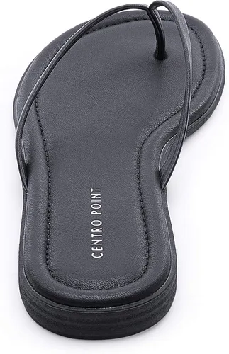 Vista 6 de CentroPoint Sandalias planas con correa en T para mujer, sandalias casuales con correa fina, de una sola capa, zapatos de cuero de primera calidad
