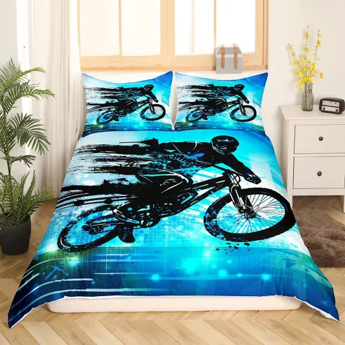 Vista 9 de Erosebridal Funda de edredón para niños, tamaño individual, funda de edredón de fútbol para jugadores, juego de ropa de cama con grafiti fresco