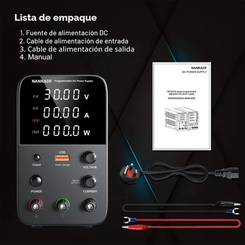 Vista 6 de Fuente de alimentación de CC variable, fuente de alimentación de banco con perilla de ajuste del codificador, botón de activación/desactivación