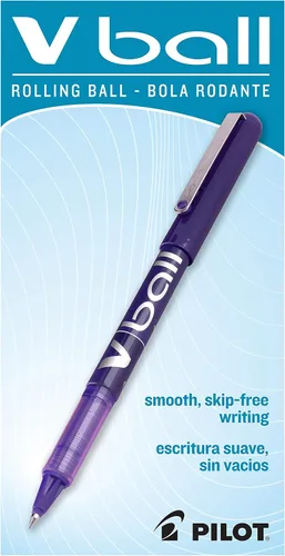 Vista 2 de Pilot VBall Liquid Ink Rolling Ball Stick Pens, Extra Fine Point, Purple Ink, 12-Pack (35210)
