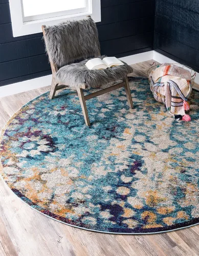 Vista 20 de Unique Loom Vita Collection - Alfombra tradicional saturada de medallones florales saturados sobre teñidos, 2 pies 2 pulgadas x 3 pies, azul Azul