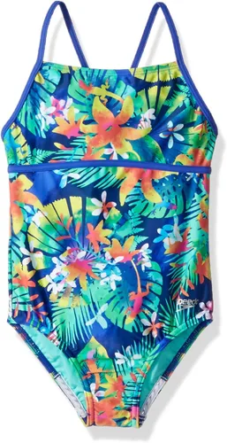Vista 45 de Speedo Traje de baño de una pieza para niña con tiras finas Azul (Blue Print)