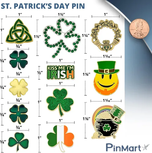 Vista 4 de PinMart Pin de solapa para el día de San Patricio, joyería para mujeres y hombres, pin de celebración de la cultura irlandesa, peltre fundido