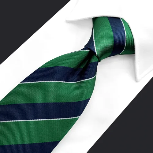 Vista 3 de S&W SHLAX&WING Corbata para hombres Lazos a rayas verde, amarillo y azul para trajes de negocios