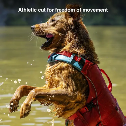 Vista 6 de Kurgo Surf n' Turf Life Jacket, Chili Red, Small Life Vest for Active Water Dogs, 2 Control Handles, 3 Adjustment Points, Reflective Trim, Leash