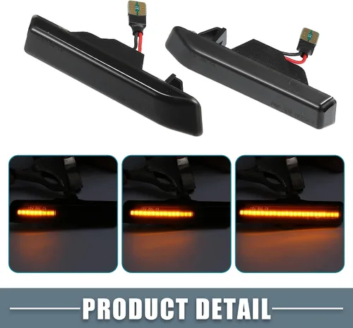 Vista 4 de Coche LED marcador lateral repetidor luz de señal de giro 63138372241 flujo secuencial para BMW 323i 323is 1998-1999 ABS PC lente ahumada luz ámbar