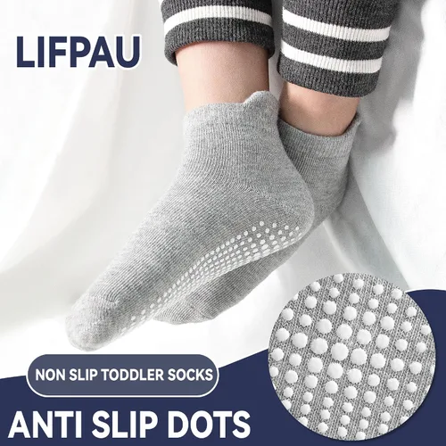 Vista 2 de Calcetines antideslizantes con agarre para bebés, niñas y niños, calcetines tobilleros para niños de 6 meses a 7 años, 12 pares
