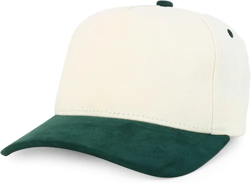 Vista 11 de Trendy Apparel Shop Gorra de béisbol combinada de 5 paneles de algodón y gamuza Piedra real