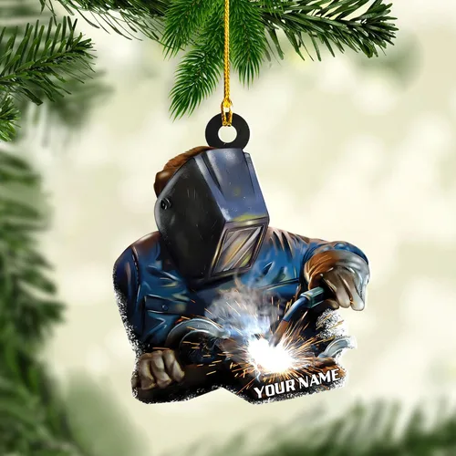 Vista 20 de Adornos de soldador personalizados, adorno de árbol de Navidad con nombre personalizado, regalo perfecto para soldador