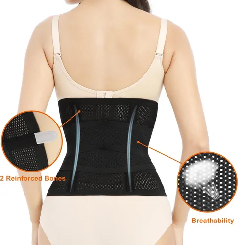 Vista 3 de Banda posparto para el vientre, sección C, faja abdominal poscirugía, faja posparto esencial para abdominoplastia, entrenador de cintura negro