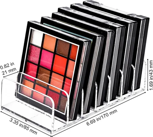 Vista 2 de JessLab Paleta de sombra de ojos, organizador de maquillaje acrílico de 7 secciones divididas, organizadores de maquillaje y almacenamiento