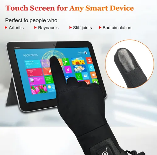Vista 5 de Guantes térmicos para hombres y mujeres, batería recargable, para motocicleta, esquí, calentador de nieve, guantes para artritis