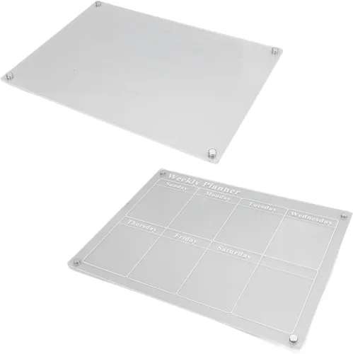 Vista 4 de Calendario semanal para refrigerador, pizarra de borrado en seco de acrílico transparente con 6 marcadores para el hogar, cocina, organización