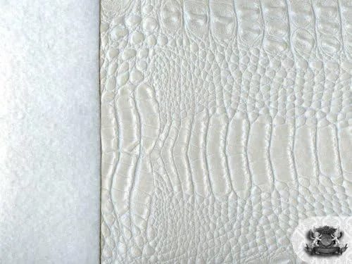 Vista 2 de Faux/tela de cuero falsa blanca de la perla del cocodrilo del cocodrilo del vinilo por la yarda