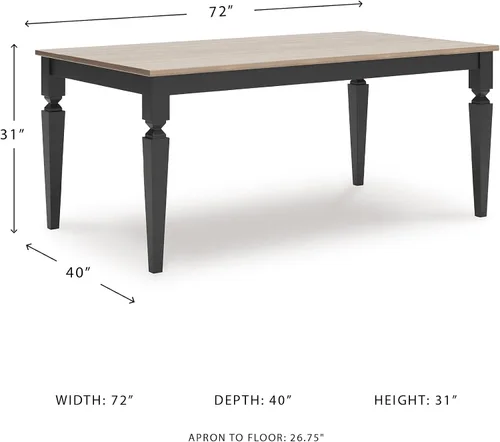 Vista 3 de Signature Design by Ashley Mendinfort - Mesa de comedor casual de madera de mango, color marrón claro y negro