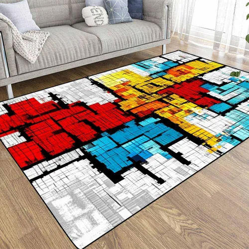 Vista 62 de TOMWISH - Alfombra abstracta pintada a mano en blanco y negro con pintura dorada, sala de estar, dormitorio, decoración de suelo, alfombra