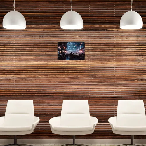 Vista 5 de Cyber Futuristic Nightlife - Letrero de metal con diseño de paisaje de ciudad, retro, para hombre, cueva, bar, garaje, habitación, calle, decoración