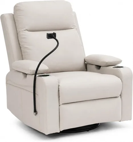 Vista 11 de Power Glider Recliner, Swivel Rocking, USB, Adjustable Arms (Gray)