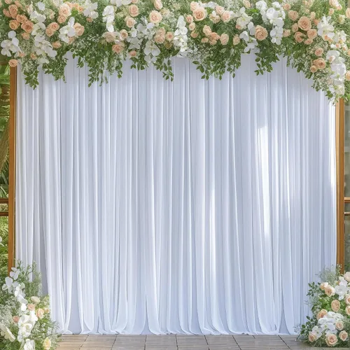 Vista 46 de Cortinas de fondo azul bebé de 8 x 10 pies para bodas, cortinas de fondo de poliéster sin arrugas, para baby shower, fiestas de cumpleaños