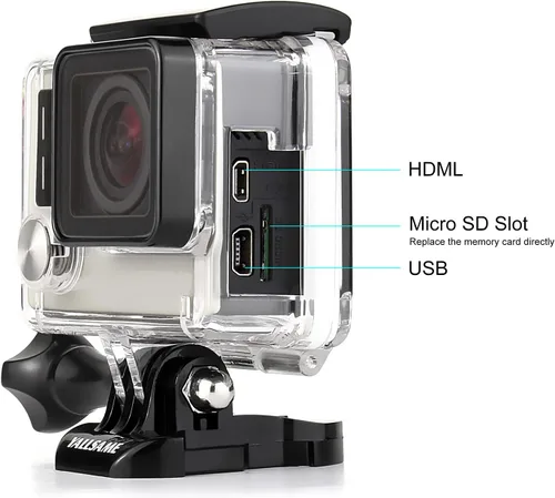 Vista 2 de Funda de esqueleto para GoPro Hero 4/3+/3 con soporte de trípode y hebilla de liberación rápida, fácil carga, apertura conectable, carcasa