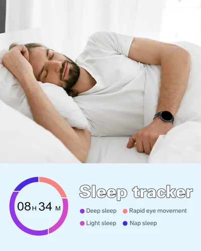 Vista 5 de HUAKUA Reloj inteligente para mujeres y hombres, responde/hacer llamadas Negro