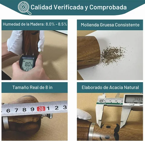 Vista 6 de Juego de molinillo manual de madera para sal y pimienta, molinos de madera