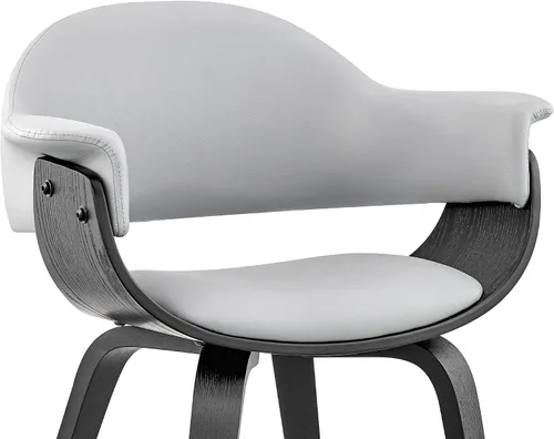 Vista 8 de Armen Living Adalyn - Silla de comedor de piel sintética y madera, gris/negro, 19 pulgadas de profundidad x 25 pulgadas de ancho x 30 pulgadas