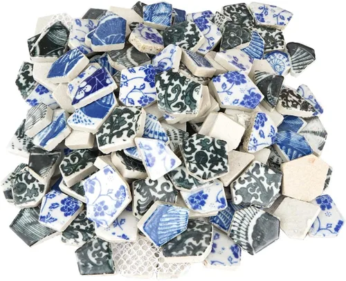 Vista 7 de Lanyani Azulejos de Porcelana de Cerámica Rota para Manualidades de Mosaico Azulejos de Mosaico de Plato de China Azul y Blanco Esmaltados