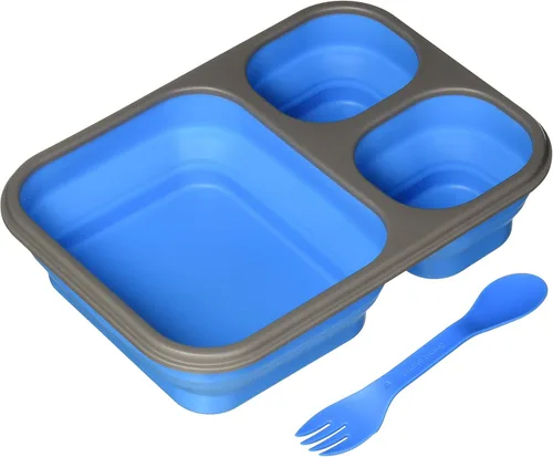 Vista 3 de Smart Planet EC-34 Kit de comida plegable de silicona ecológica grande de 3 compartimentos