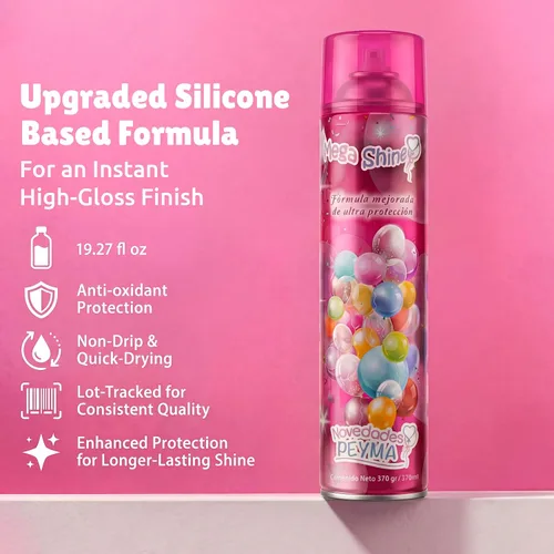 Vista 3 de Novedades Peyma Mega Shine - Aerosol de brillo para globos, esmalte de silicona de 19.3 fl oz y brillo para globos de látex y aluminio, brillo