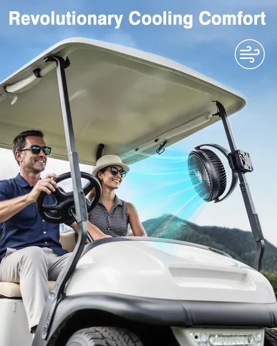 Vista 2 de FRIZCOL Ventilador portátil de 12000 mAh con clip de 8 pulgadas, recargable, funciona con pilas, ventiladores de campamento con luces y control
