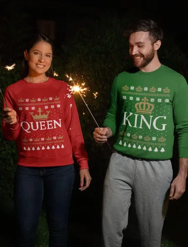 Vista 5 de King & Queen - Conjunto de sudadera a juego con corona de él y ella