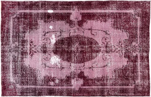 Vista 2 de 6.9x10.7 Ft Handmade Medallion Design Vintage Turkish Area Rug Over-Dyed in Red, Ideal 4 Modern Interiors. A321