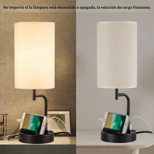 Vista 7 de Lámpara de mesa USB con control táctil Dreamholder, lámpara de noche mejorada de 3 vías regulable con puertos de carga USB C & A y tomacorriente AC