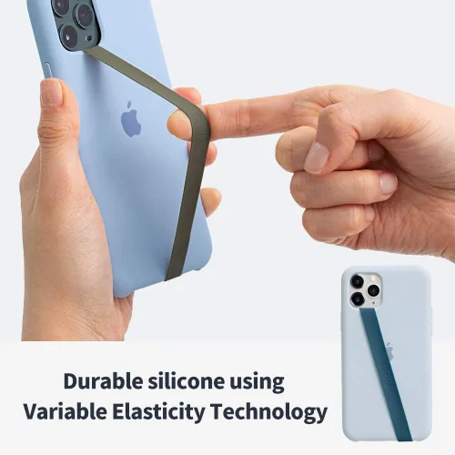 Vista 2 de Sinjimoru Correa elástica de silicona para teléfono, soporte de agarre flexible y elástico para iPhone y Android, bucles de teléfono seguros