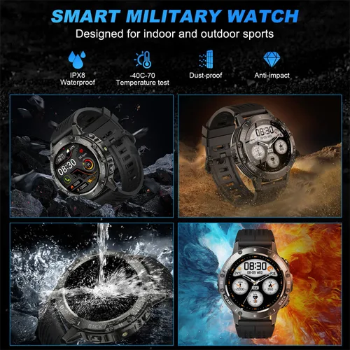 Vista 8 de Reloj inteligente para hombre, rastreador de ejercicios Militar hacer respuesta llamada, correr, relojes digitales para hombre, resistente al agua