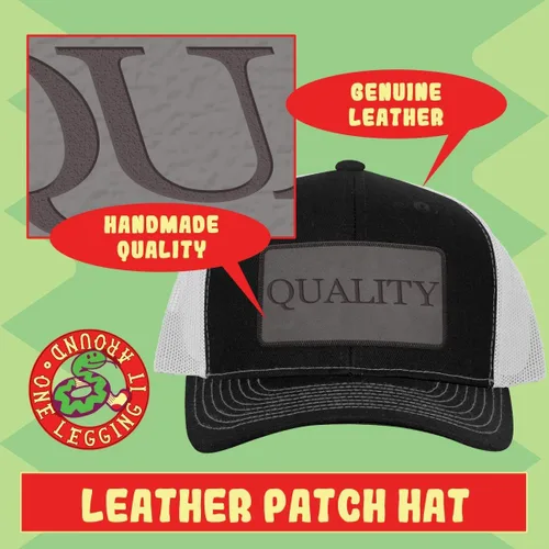 Vista 2 de #Snicker - Sombrero de cuero con parche gris grabado para camionero