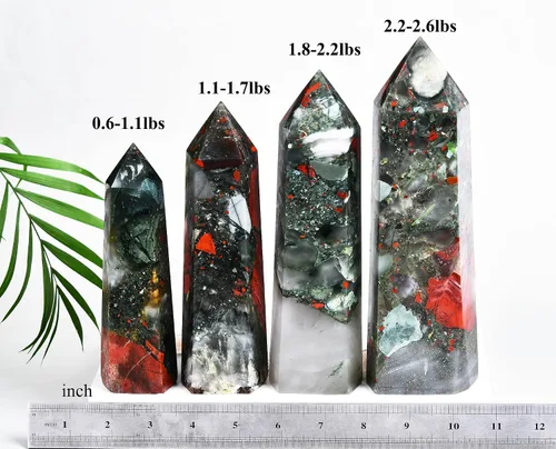 Vista 3 de AMOYSTONE Obelisco de Piedra de Sangre Africana Varita de Cristal Curativo Grande Torre Columna Facetada de 6 Lados Reiki Chakra Meditación Terapia