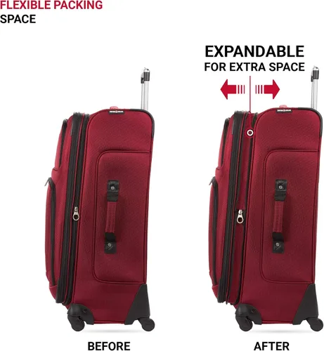 Vista 5 de SwissGear - Equipaje suave expandible Sion con ruedas, Borgoña
