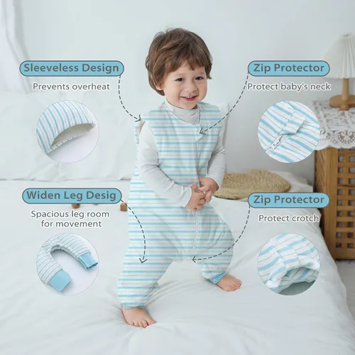 Vista 2 de Saco de dormir para bebé con pies 2.5 TOG de invierno para niños pequeños, saco de dormir de algodón peinado para bebés